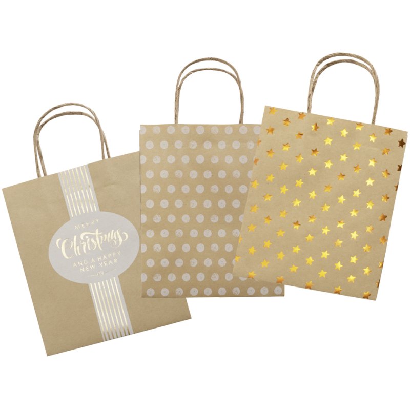 folia papieren zakjes Kerst, kraftpapier, 120×55×150 mm, 12 stuks